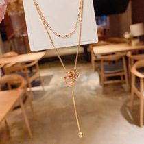 outlets retreat good bull cargo picks up 18K necklace cold wind double ring chain niche design accessories