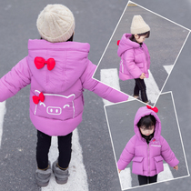 Girls cotton padded clothes 2021 new childrens winter coat thick female baby cotton padded jacket Princess cotton clothes childrens foreign gas