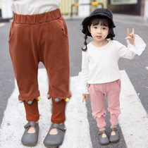 Girls autumn leggings 2021 new childrens pants female baby spring and autumn wear thin kindergarten God pants