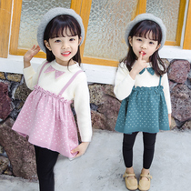 Girl dress 2021 new autumn baby girl sweater skirt little childrens clothing Princess foreign style childrens fashion