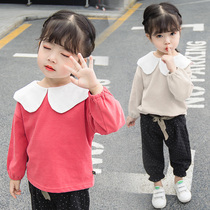 Girls long sleeve T-shirt female baby Autumn base shirt doll collar baby boy spring and autumn coat foreign cotton thin