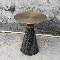 Italian minimalist replica side table living room tapered design small table light luxury stainless steel brushed brass rounded corner table