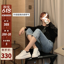 Mckunwoe Small White Shoes 2022 Spring New Womens Shoes Mens Summer Real Leather Thick Bottom Matsu Sneakers Inside Heightening Board Shoes