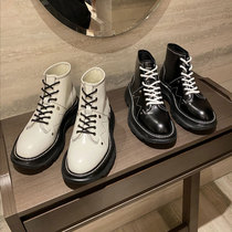 McQueen waugh big head patent leather Martin boots womens 2021 new leather British style thick-soled summer thin short boots