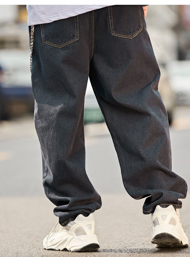 B.X size lớn quần jeans nam mùa xuân và mùa thu xu hướng quần béo nam rộng ống dụng cụ quần denim béo - Quần jean quần âu