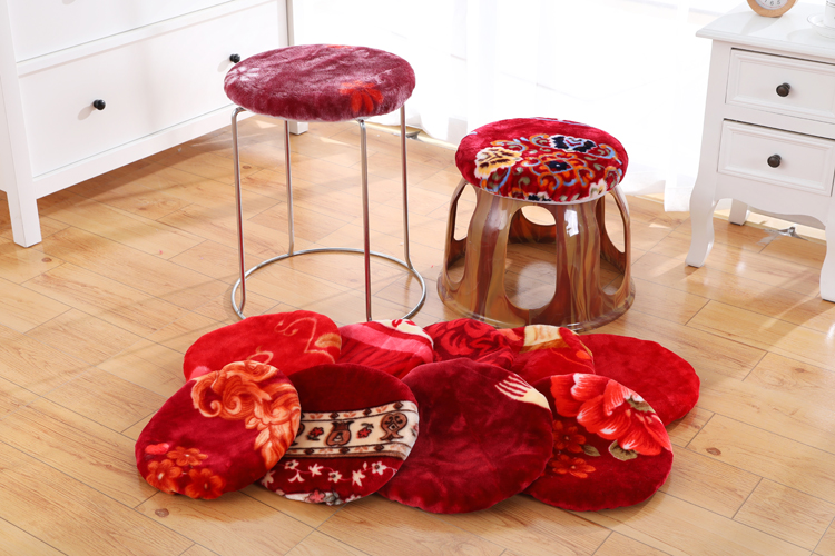 Double layer thickened suede round stool cover small round stool cushion snack Snack Hotel Canteen Round Thickened Chair Cover-Taobao