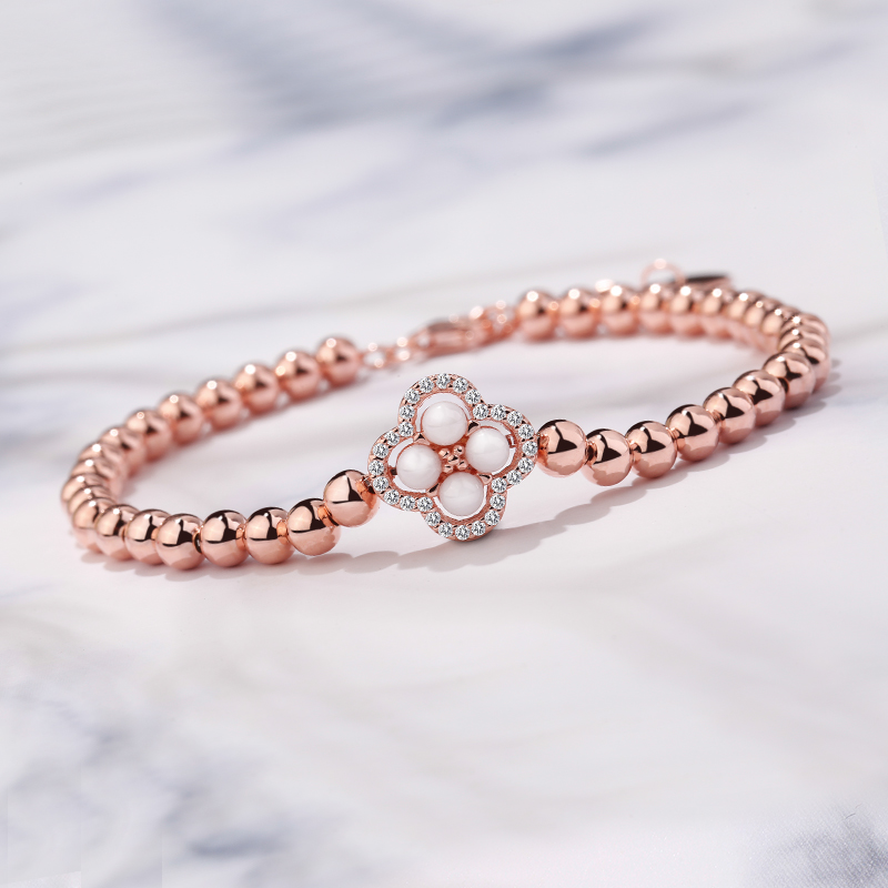 YsdS925 silver ceramic clovers han edition contracted move ins wind transport bead bracelet with getting girlfriends