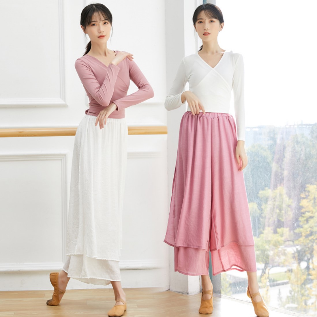 Dance top Female V-neck lace-up Latin dance suit Ballet style teacher dance suit Professional art examination dance practice suit