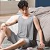 Mùa hè mỏng đồ ngủ vest mens băng lụa Modell tay quần short hai mảnh bộ loose-fitting cộng cỡ nhà mặc. 