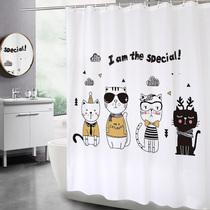 Upgrade Plastic Waterproof Cloth Bathroom Bath Curtain Suit Free of punch and mildew thickened toilet partition curtain cartoon hanging curtain