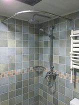 Zhixian L-type shower curtain rod curved toilet Rod bath room L-shaped shower rod bathroom perforated track corner bath Rod frame