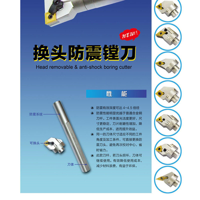 Hurricane bully CNC durable replaceable shock-proof lock-tooth-type inner hole boring bar PTFZ32 40 50 machine clip tool