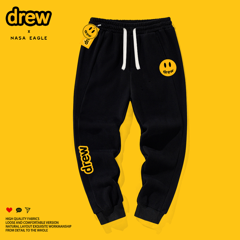 Drewxnasa Justin Bieber Smiley Face Pants Unisex Couple Trendy Brand Sweatpants Jogger Pants Casual Sports Pants