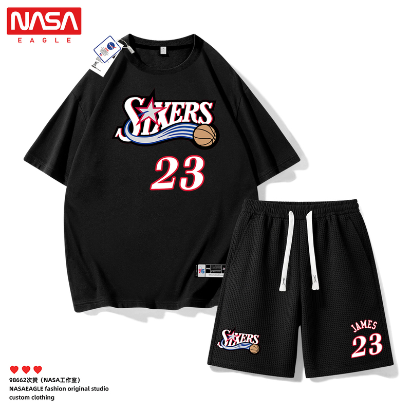 James T-Shirt 76Ers Short-Sleeve Unisex Couple Outfit Lebron Short t Basketball Number 23 Top and Shorts Matching Set James T-Shirt 76Ers Short-Sleeve Unisex Couple Outfit Lebron Short t Basketball Number 23 Top and Shorts Matching Set