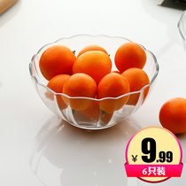 Glass eating bowl 4 people with 6 sets of 5-inch salad bowl transparent dessert bowl Ice cream ice cream bowl