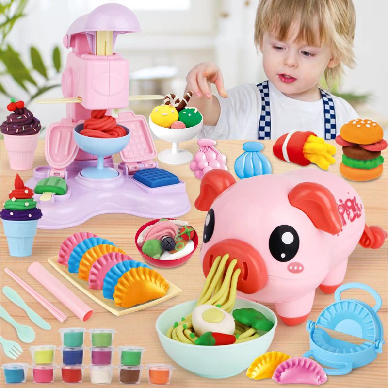 Khuôn mới heo đất máy làm mì đồ chơi plasticine dụng cụ trẻ em bộ công cụ làm kem ánh sáng đất sét nam - Đất sét màu / đất sét / polymer đất sét,