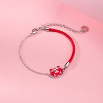 Flower Bud Original Tiger Drives to Bracelet female pure silver niche design this life of red rope jewelry gift tiger year