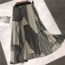 Japan light luxury unique handmade pleated Super eye-absorbing 3D visual sense elastic waist irregular skirt skirt summer