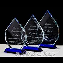 Crystal creative personality medal crystal trophy custom-made authorized license company activity trophy blue iceberg trophy