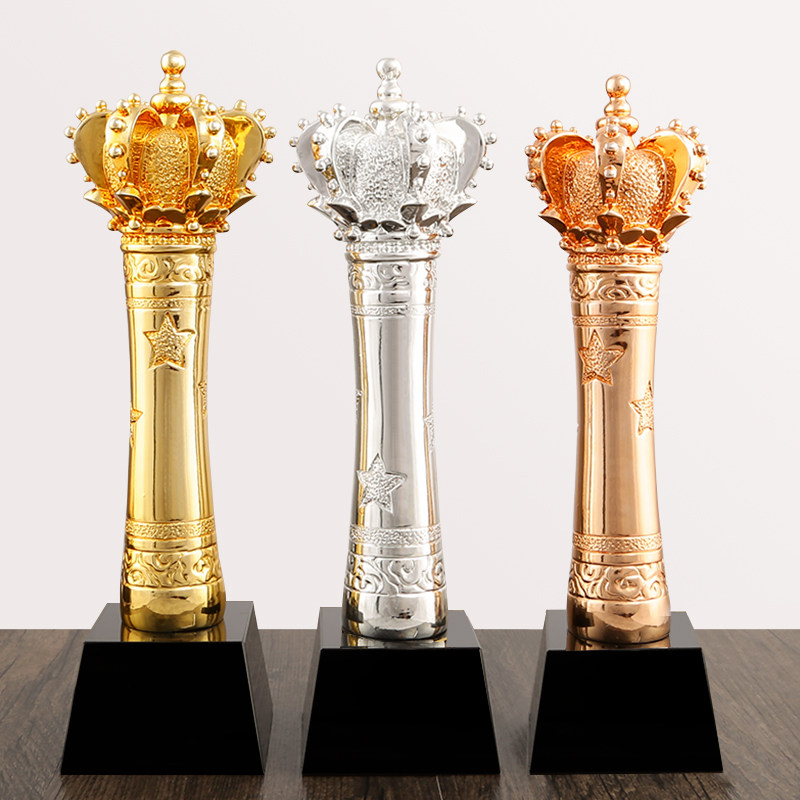 New resin trophy gold-plated high-end crystal trophy custom prize creative metal trophy crown champion trophy