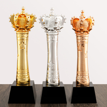 New resin trophy gold-plated high-grade crystal trophy custom prize creative metal trophy crown champion trophy