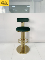 Postmodern wire drawing brass bar Chair Cafe Bar Stool Bar Stool Stainless Steel Bar Chair Dining Room Table And Chairs High Foot Chair