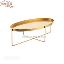 Tea table light extravagant minimalist Oval Edge A Few Casual Table Long Tea Table Creative Nordic Tea Table Wire Drawing Brass Edge Cabinet Tea Table