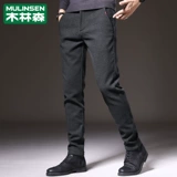 木林森 Осенние трендовые черные штаны, 2024 года, в корейском стиле, облегающий крой