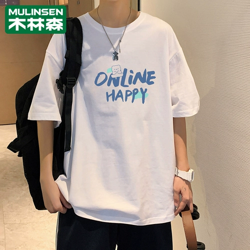 木林森 Летняя футболка с коротким рукавом, хлопковая рубашка, европейский стиль