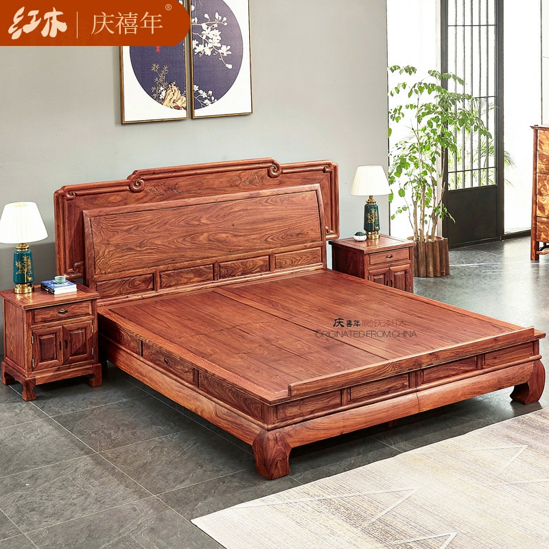 Celebrating Redwood Furniture Double Bed Hedgehoppy Pearwood Newspaper Bedroom Chinese Solid Wood Marriage Bedroom