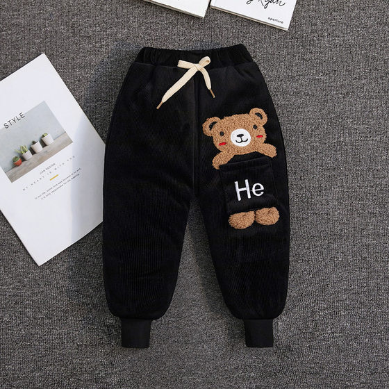 Children's quilted and thickened cotton pants 2021 new winter pants for boys and girls, warm pants for children and middle-aged children to wear outside
