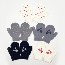 Childrens gloves five-finger gloves colorful kindergarten school students winter gloves knitted gloves