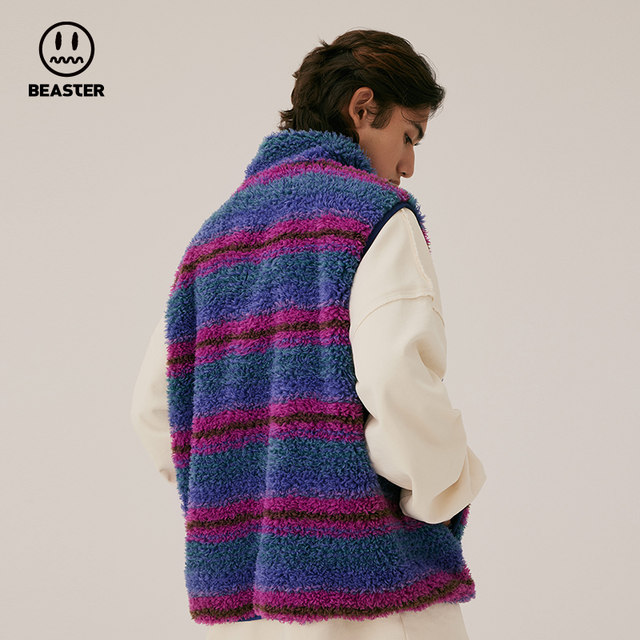 BEASTER imitation sherpa striped vest ຝ້າຍສໍາລັບຜູ້ຊາຍແລະແມ່ຍິງຄົນອັບເດດ: ຄົນອັບເດດ: ຄົນອັບເດດ: ຄົນອັບເດດ: ຄົນອັບເດດ: ຄົນອັບເດດ: ຄົນອັບເດດ: ໃຫມ່ retro ພາຍນອກ