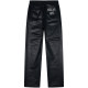 BEASTER slogan printed black leather pants men's 23 autumn new American high street loose trousers straight waterproof