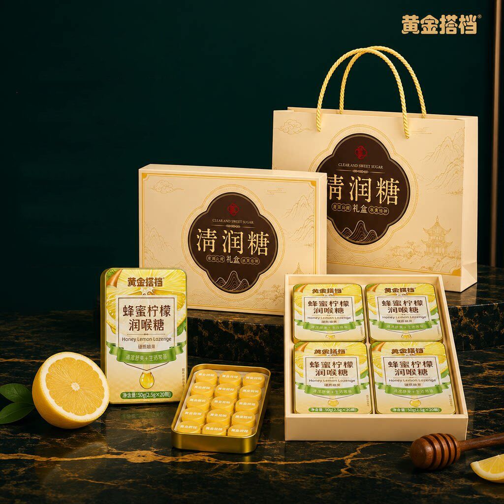 黄金搭档润喉糖教师节主播护止清凉咳薄荷礼盒送老师嗓子含片礼物 蜂蜜纯实拍商品图