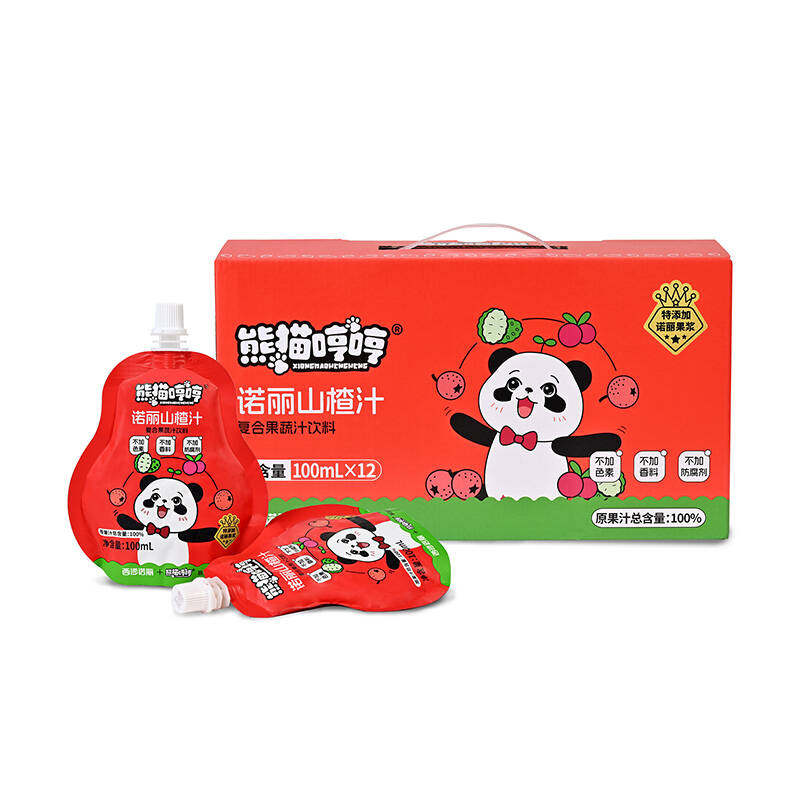 【熊猫哼哼】儿童胡山楂汁礼盒装100ml*12袋