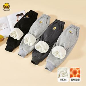 核桃小黄鸭童装2025冬季男女儿童加绒休闲卫裤束脚裤运动裤长裤