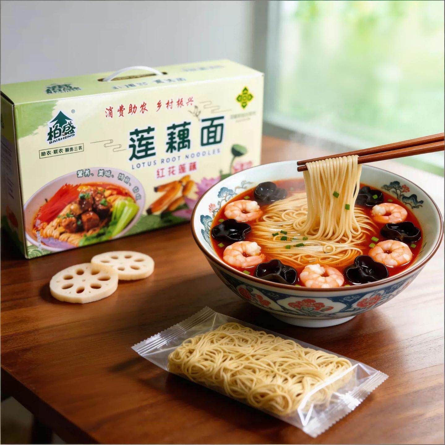 柏盛莲藕面杂粮面饼面条挂面蔬菜面手工细面非油炸面整箱劲道爽滑