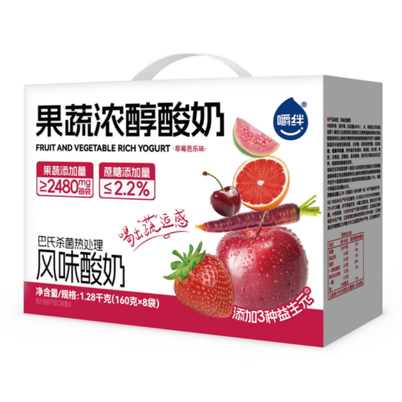 嚼绊酸奶春夏热销果蔬酸奶双口味多种果蔬添加草莓芭乐8袋装整箱