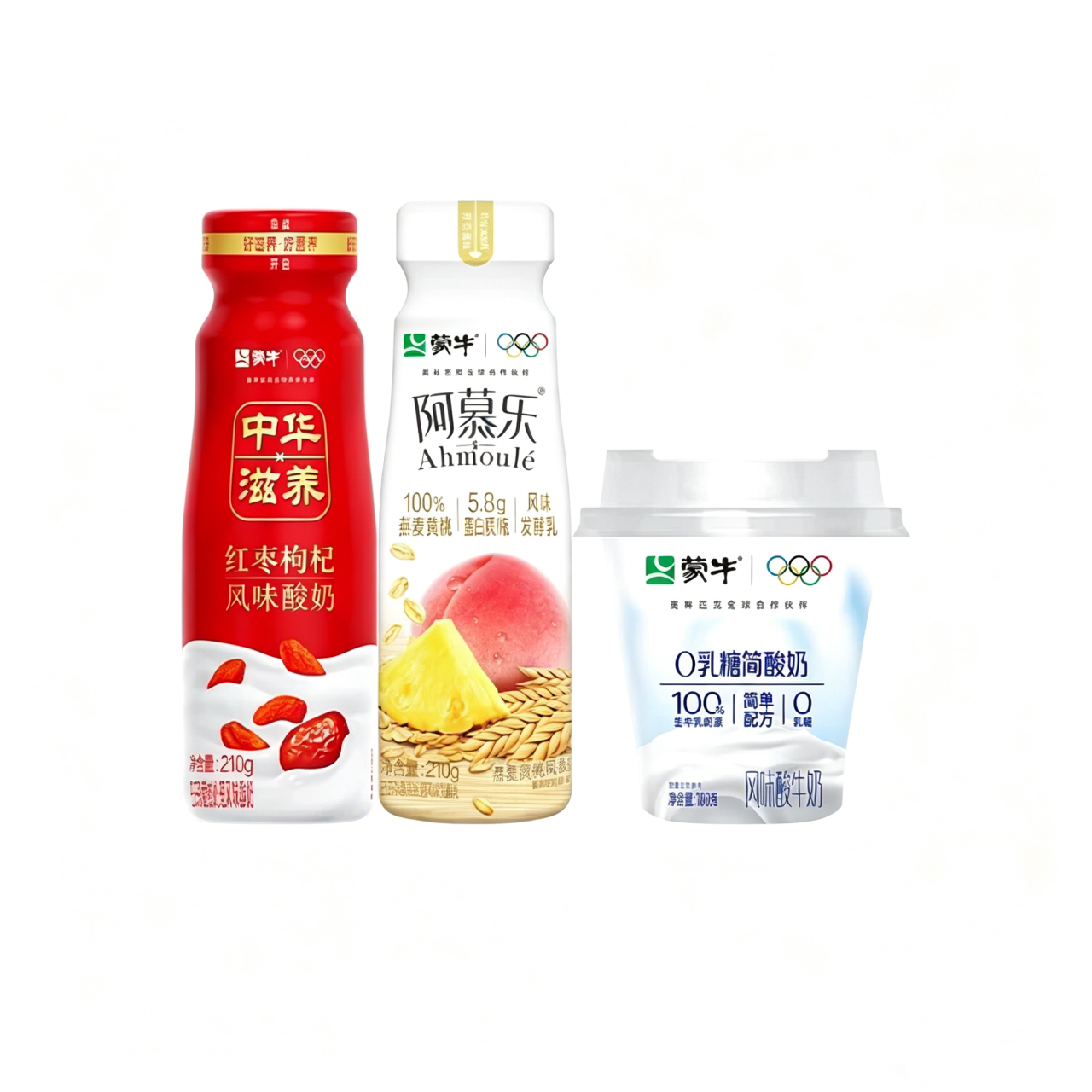 蒙牛红枣枸杞/阿慕乐燕麦黄桃/0乳糖酸奶*1瓶 yf