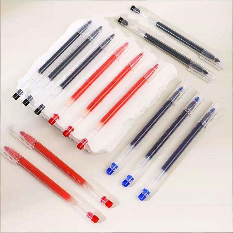 QPL-大容量简约全针管中性笔黑色红色蓝色笔帽式12支装学生文具