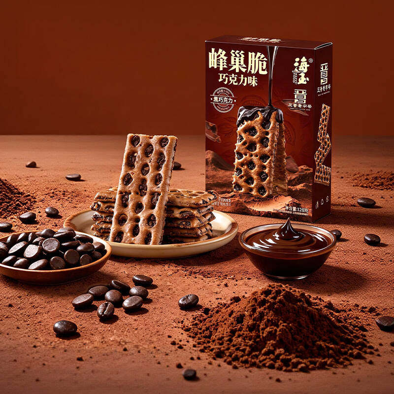 海玉！黑巧克力夹心蜂巢脆128g