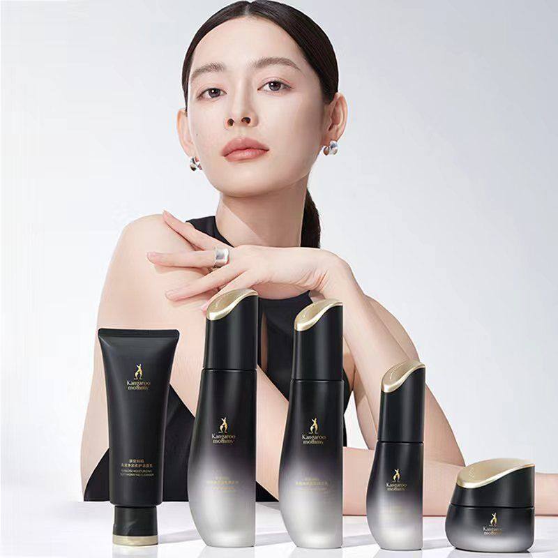 袋鼠妈妈燕窝护肤品套装准孕妇紧致抗皱可用精华水乳保湿面霜正品