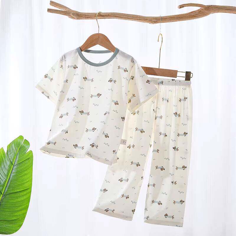 儿童睡衣夏季薄款莱赛尔天丝家居服套装男女童空调服睡衣薄款