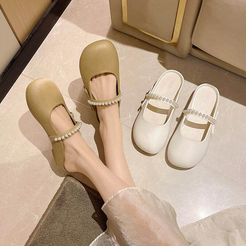 2025春夏季外穿包头凉拖时尚韩版软底懒人金属扣休闲鞋塑胶一脚蹬