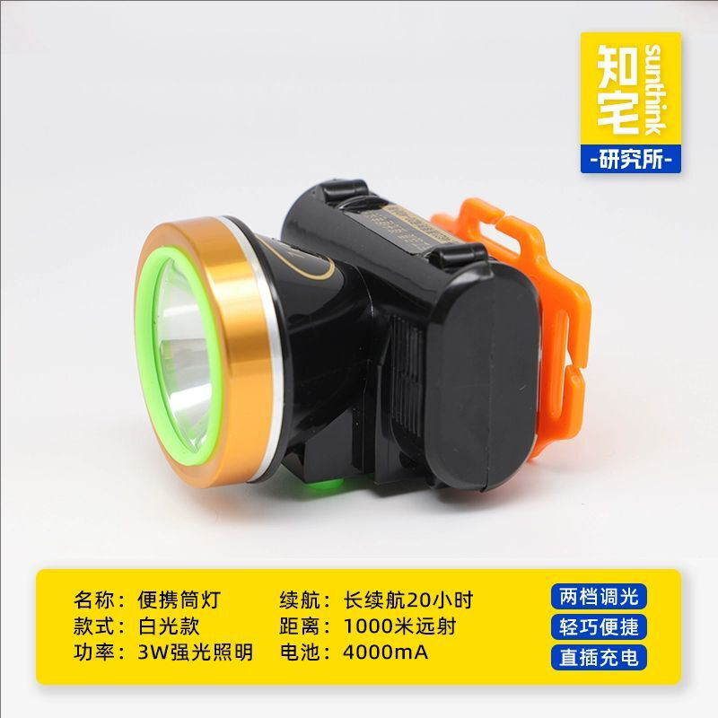 知宅LED头灯充电式强光超长续航户外夜钓超亮远射头戴式防水矿灯