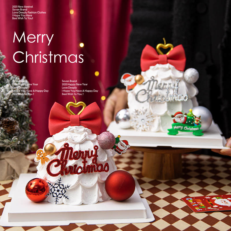 Net Red Christmas Wish Tree Cake Decoration Butterfly Knot Loving Candle Christmas Happy Baking Dress Plugin-Taobao