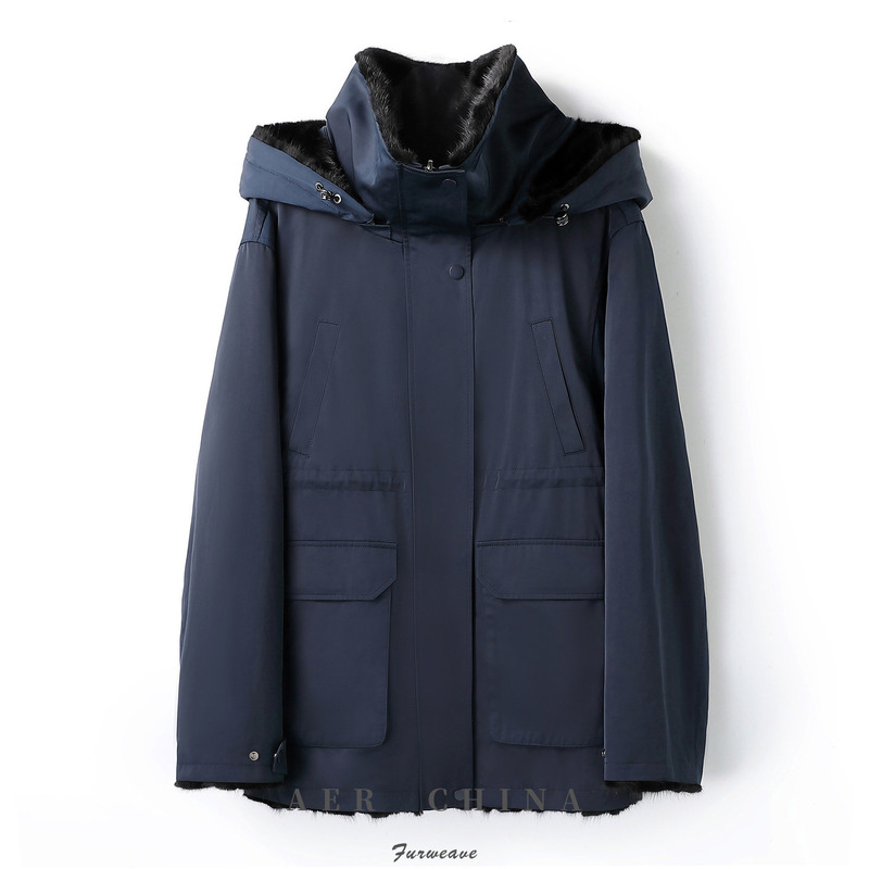 Reversible Mink Fur Coat for Women, Mink Fur Parka with Hood, New Winter Warm Style