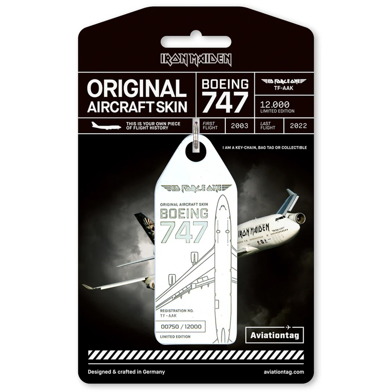Aviationtag Iron Maiden Band Custom Boeing 747 Aircraft Skin Keychain Luggage Tag with Number Selection