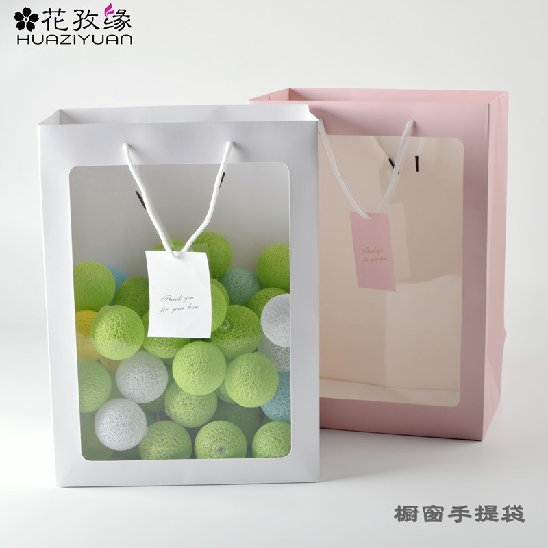 In jitsu net red window bag flower gift packaging handbag bag flower packaging flower bouquet packaging